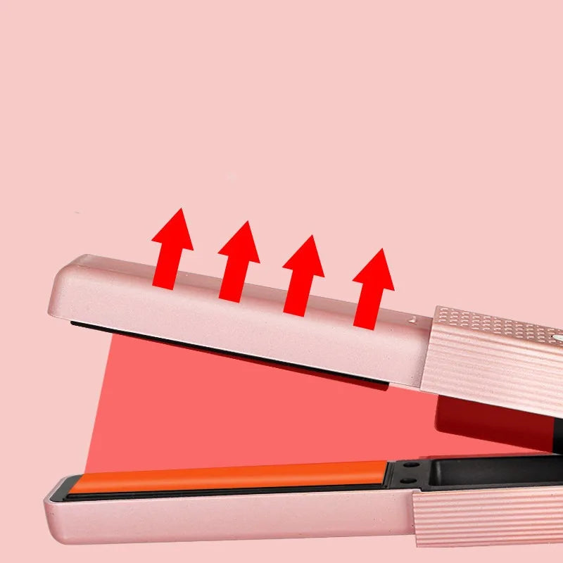 "Portable Cordless Hair Straightener & Curler - Mini Ceramic Flat Iron with 3 Temperature Settings for Travel"